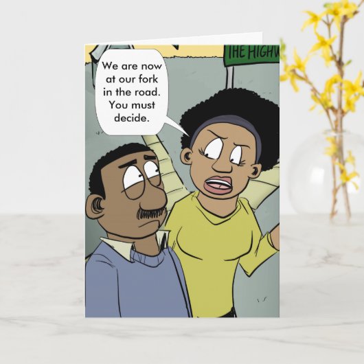 vork op de weg kaart (Gele Bloem)