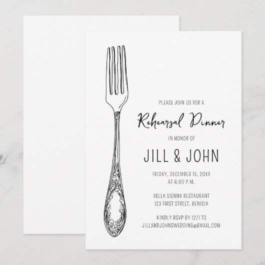 Vork repetitie diner kaart (Voorkant / Achterkant)