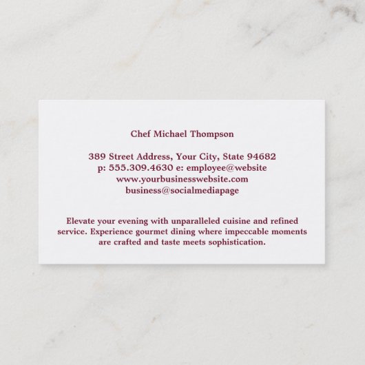 Vork Wijnflessen Logo | Restaurant Keuken Visitekaartje (Achterkant)