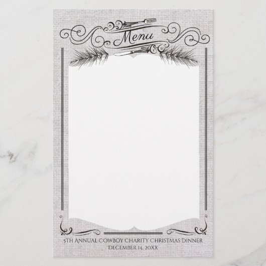 Vorkdennenboom Kerstmenu briefpapier (Voorkant)