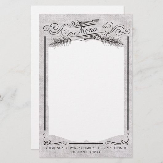 Vorkdennenboom Kerstmenu briefpapier (Voorkant / Achterkant)