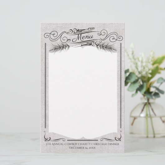 Vorkdennenboom Kerstmenu briefpapier (Staand voorkant)