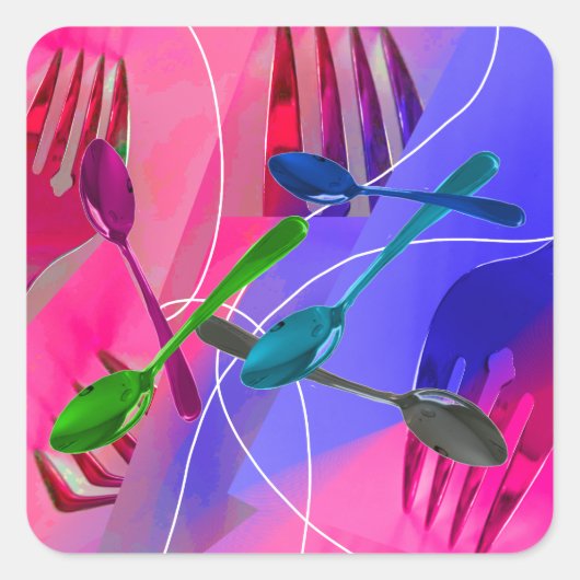 Vorken en lepels culinaire sticker (Voorkant)