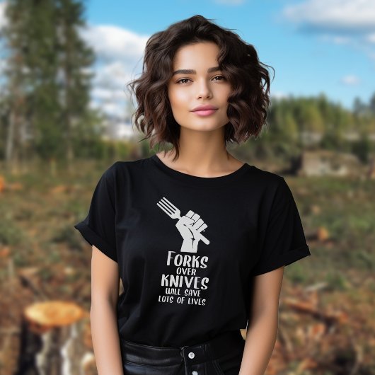 Vorken over Messen, Zwart en Wit Vegan Activisme T-shirt