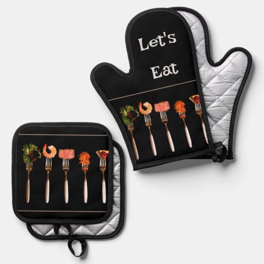 Vorken zwart ovenwant & pannenlap set (Voorkant / Achterkant)