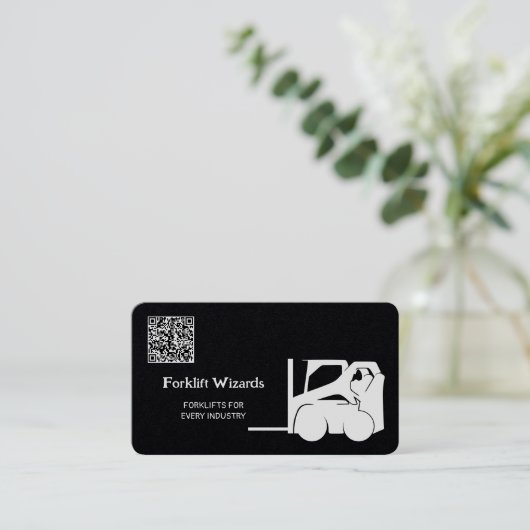 Vorkheftruck Premium aangepaste QR-code Visitekaartje (Staand voorkant)