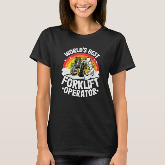 Vorklift driver regenboog Wereld beste vorkhefboom T-shirt (Voorkant)