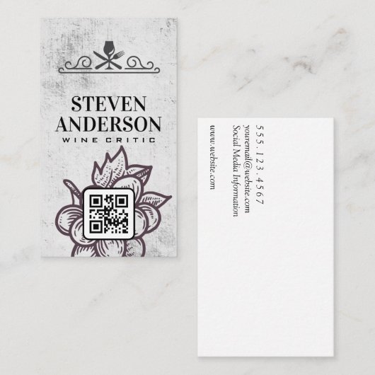 vorkmes van wijnglas visitekaartje (Voorkant / Achterkant)