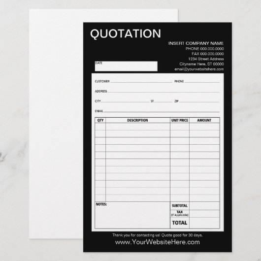 Vorm - Bedrijfs Citaat of Factuur (Voorkant / Achterkant)