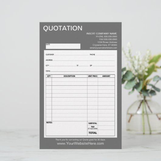 Vorm - Bedrijfs Citaat of Factuur (Staand voorkant)