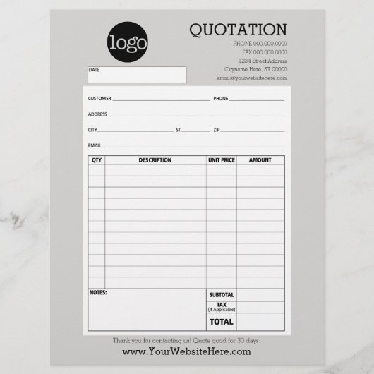 Vorm - Bedrijfs Citaat of Factuur (Voorkant)