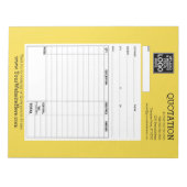 Vorm - Bedrijfs Citaat of Factuur Notitieblok (Voorkant)