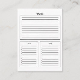 vorm, plannen, wat te doen, wat te kopen visitekaartje