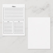 vorm, plannen, wat te doen, wat te kopen visitekaartje (Voorkant / Achterkant)