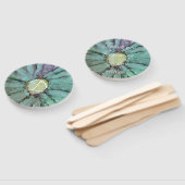 Vorm: Rondhandventilator "groen-gele ventilator" Handwaaier (Niet-gemonteerd)