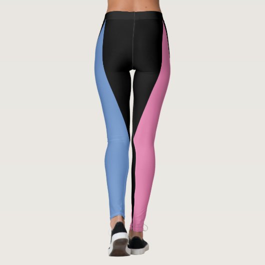 Vorm & Rondingen Drie-kleurig Zwart, Blauw & Roze Leggings (Achterkant)