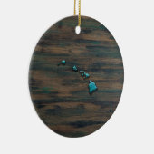 Vorm van de staat Hawaii Blauwgroen Keramisch Ornament (Rechts)