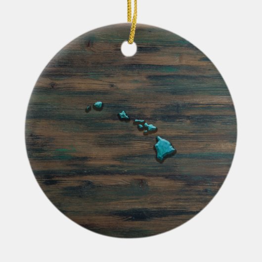Vorm van de staat Hawaii Blauwgroen Keramisch Ornament (Voorkant)