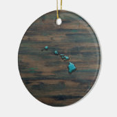 Vorm van de staat Hawaii Blauwgroen Keramisch Ornament (Links)
