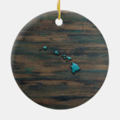Vorm van de staat Hawaii Blauwgroen Keramisch Ornament (Achterkant)