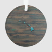 Vorm van de staat Hawaii Blauwgroen Ornament (achterkant)