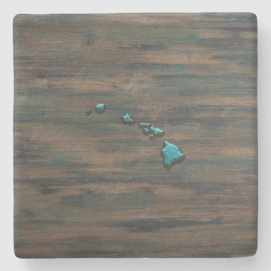 Vorm van de staat Hawaii Blauwgroen Stenen Onderzetter (Voorkant)