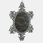 Vorm van de staat Hawaii Blauwgroen Tin Sneeuwvlok Ornament (Links)