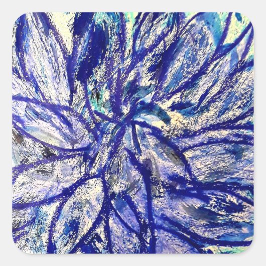 Vorm Vierkant Zeldzaam Blauw Dalhia Vierkante Sticker (Voorkant)