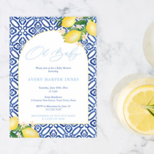 Vormblauw tapelemons Baby shower voor jongen Kaart