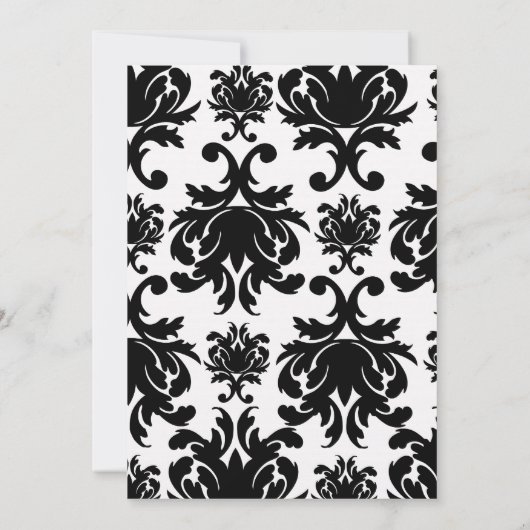 vormelijk zwart wit damast ontwerp kaart (Achterkant)