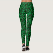 Vormen Abstract 140821 - Groen met grijs op zwart Leggings (Achterkant)