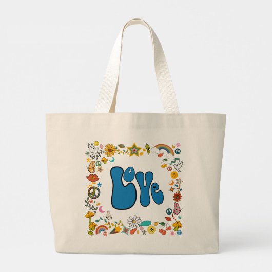 Vormen en symbolen van LOVE 70's Grote Tote Bag (Achterkant)