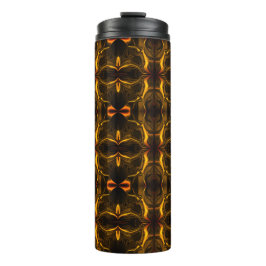 Vormen, 'gouden slagen zweven' over donkere achter thermosbeker