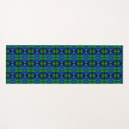 Vormen, 'groene lijnen zweven' over blauwe achterg yogamat