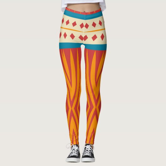 Vormen in retro kleuren leggings (Voorkant)