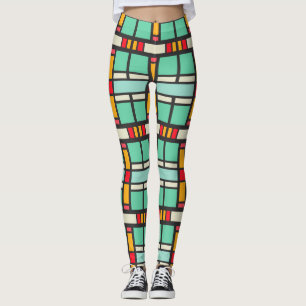 Vormen in retro kleuren patroon leggings