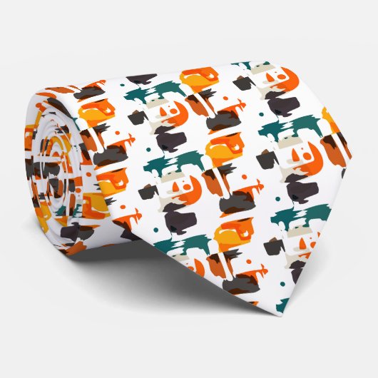 Vormen in retrokleuren, abstract ontwerp stropdas (Opgerold)