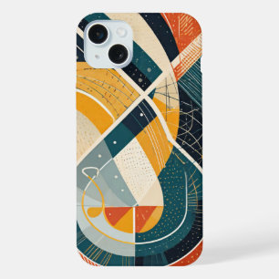 Vormen met gekleurde stippen en strepen iPhone 15 plus case
