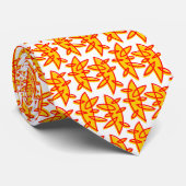 Vormen - oranje en rood op wit stropdas (Opgerold)