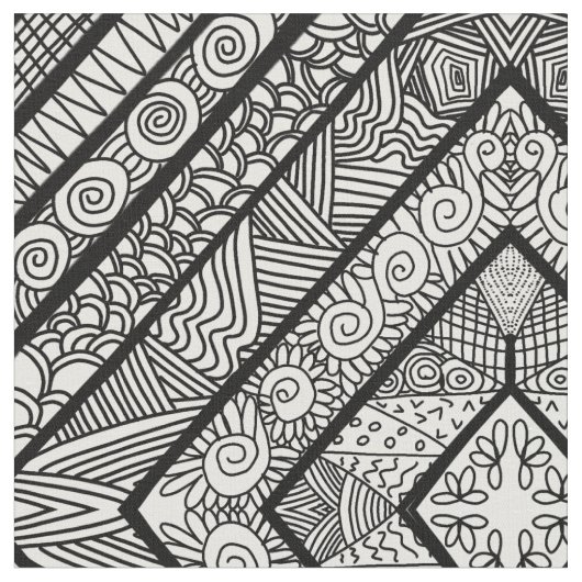 VORMEN PATROON ZWARTE EN WITTE STOF (Close Up)