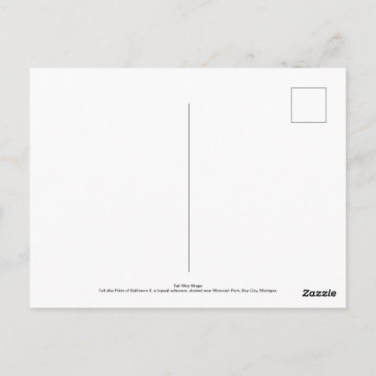 Vormgeving Tall Ship Briefkaart (Achterkant)
