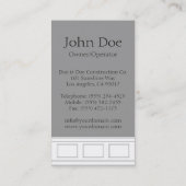 Vormgeving van de bouwsteenwasmachine visitekaartje (Achterkant)