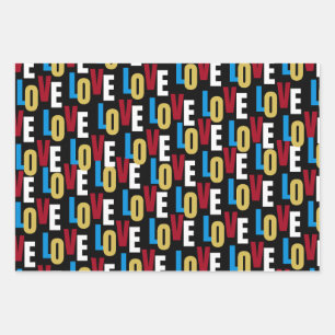 Vormgeving van liefdeswoord inpakpapier vel