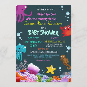 Vorming onder het Zee Ocean Baby shower RSVP Kaart
