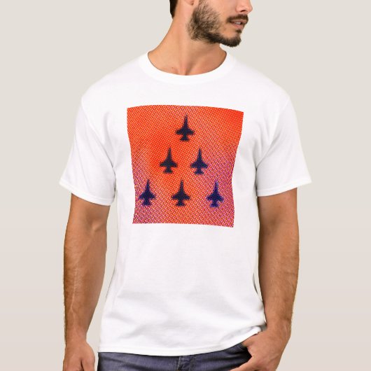 Vorming van F16s in Sinaasappel. Pop Art T-shirt (Voorkant)