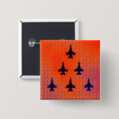 Vorming van F16s in Sinaasappel. Pop Art Vierkante Button 5,1 Cm (Voorkant /achterkant)