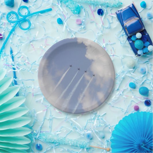 Vorming van militaire straalvliegtuigen papieren bordje (Feest)