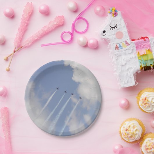 Vorming van militaire straalvliegtuigen papieren bordje (Feest)