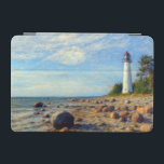 Vormsi-stilte iPad Mini Cover<br><div class="desc">Dit kunstwerk toont de kalme kracht en tijdloze uitstraling van Vormsi, een klein Ests eilandje in het Baltische Zee. In het midden staat de vuurtoren van Saxby - niet als een symbool van grandeur, maar als een rustige, gestage gids omringd door kuststilte. De compositie is gebaseerd op zachte natuurlijke tonen,...</div>