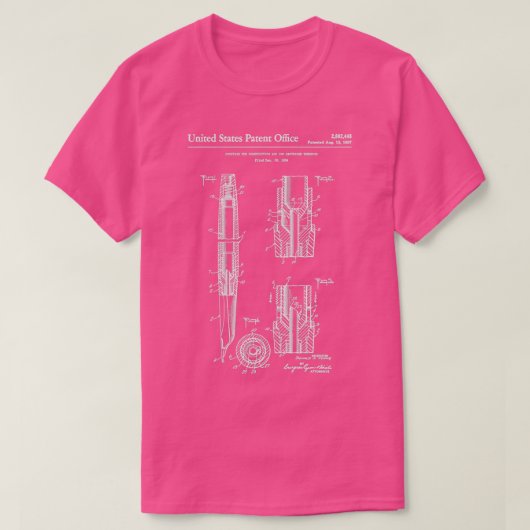 Vormt Pen 1884 Patent Print  Fountain Pe T-shirt (Design voorkant)